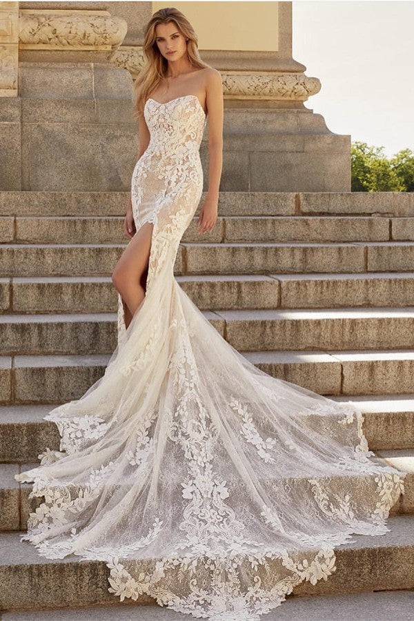 Bmbride Chic Champagne Sweetheart A-line Detachable Wedding Dress