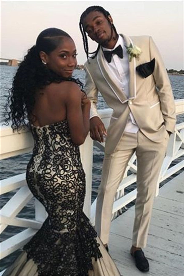 Koscy Stylish Light Champagne Tuxedo Suit with Shawl Lapel and One Button for Groom