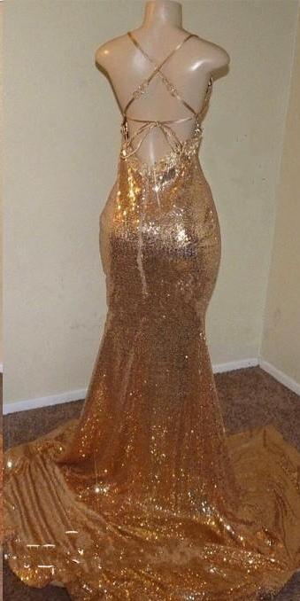 V-Neck Prom Dress with Sequins