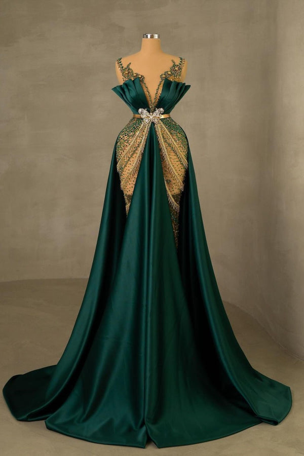 Emerald Green Mermaid Prom Dress - Spaghetti Strap Sleeveless Long