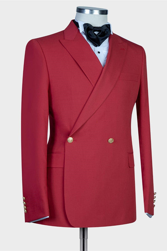 Koscy Handsome Red Peaked Lapel Summer Wedding Suit for Men