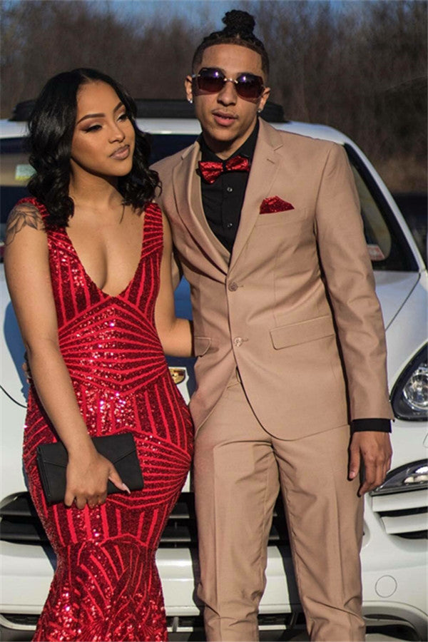 Koscy Men's Notch Lapel Prom Outfit - Stylish Three Piece Suit