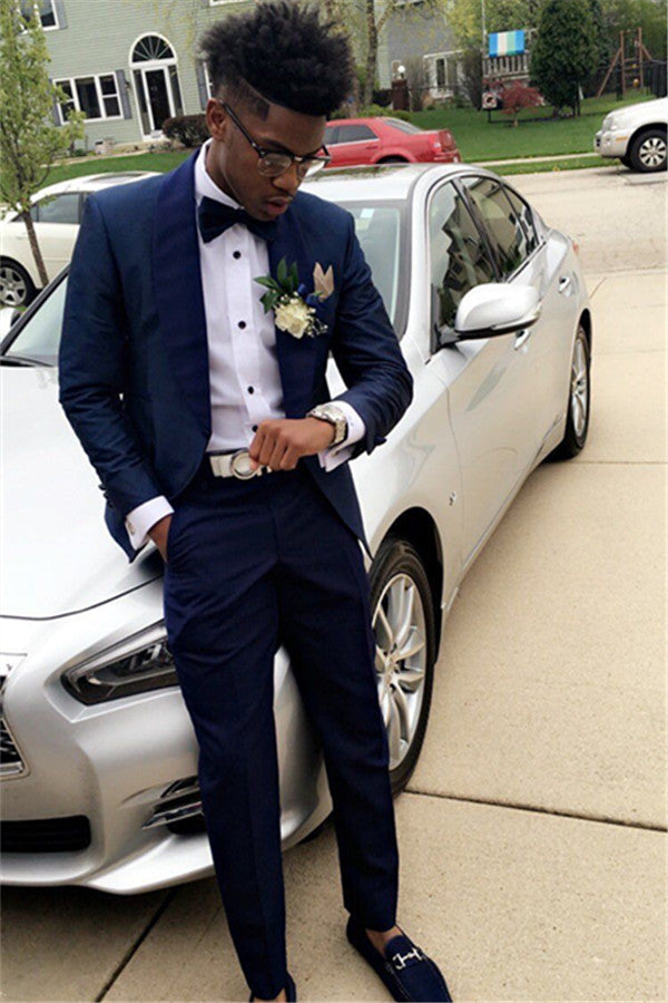 Koscy Stylish Two-Piece Dark Navy Wedding Suit for Men