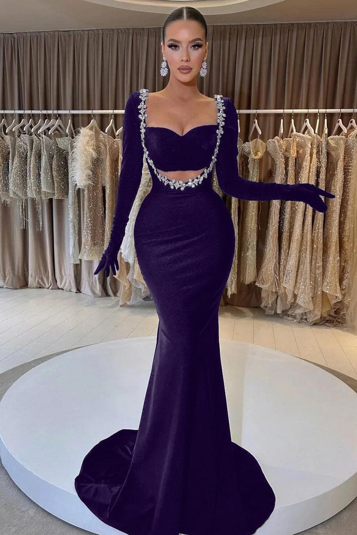 formal velvet long sleeve dress Luxury Black Velvet Fit & Flare Dress with Long Sleeves