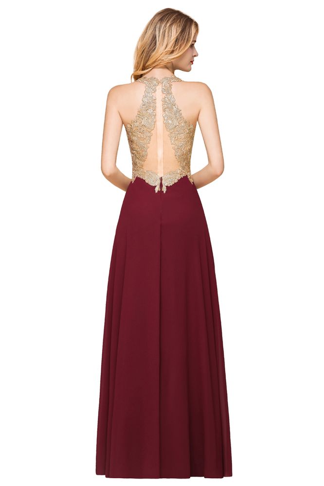 Chic Gold Appliques Party Dress Chiffon Lace Prom Long Ball Gown Chic Gold Appliques Party Dress Chiffon Lace Prom Long Ball Gown