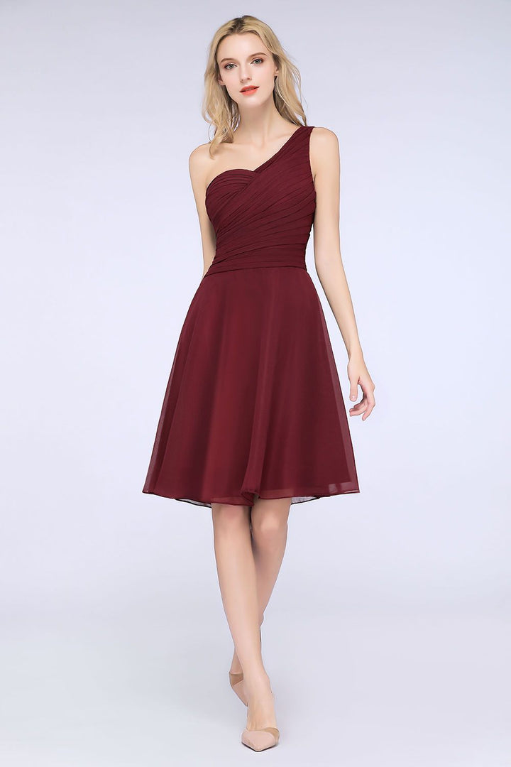 bridesmaid dresses short burgundy Chic One-Shoulder Affordable with Ruffle Length from hollow to Champagne lace A line size-s-m-l_:XL also_available_pn:Also Available in Petite