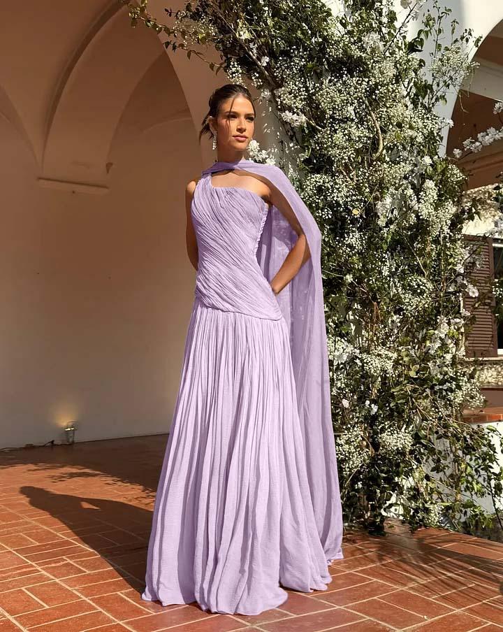 one shoulder pleated dresses Kleo Maxi Dress Chic One Shoulder Sleeveless Long