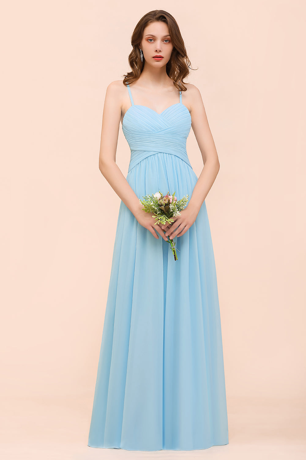 ruffle spaghetti strap chiffon bridesmaid dress Ruffle Spaghetti Strap Chiffon Dress