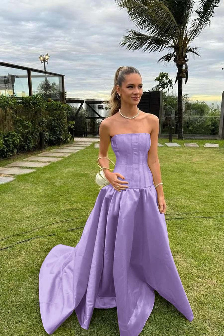 bateau formal dress Chic Strapless Sleeveless Long With Pleated Men's Fashion Studs