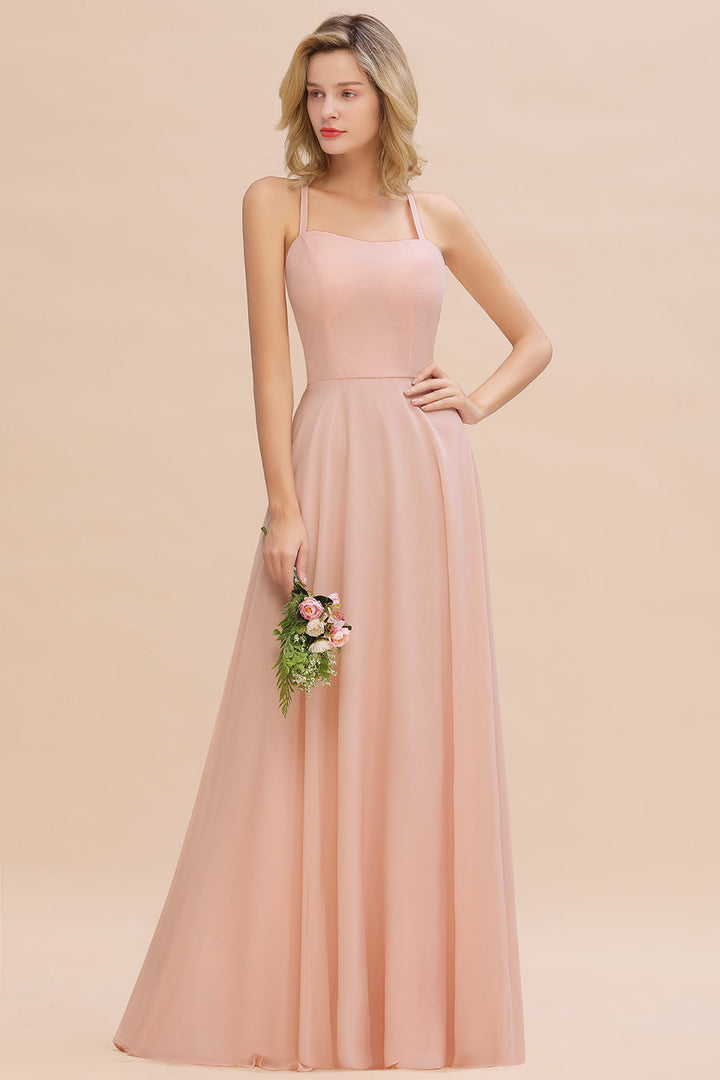 affordable bridesmaid dress BMbridal Chic Straps Sleeveless Chiffon Dresses with Ruffle Chic Body Shape fitted silhouette Style:Set 1 with Shoe Beach Wedding Guest Dresses