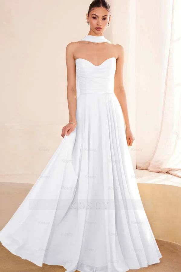 strapless open back dress Strapless Ruffled Chiffon A-line Gown by Ladivine CZ0027 – ABC Fashion