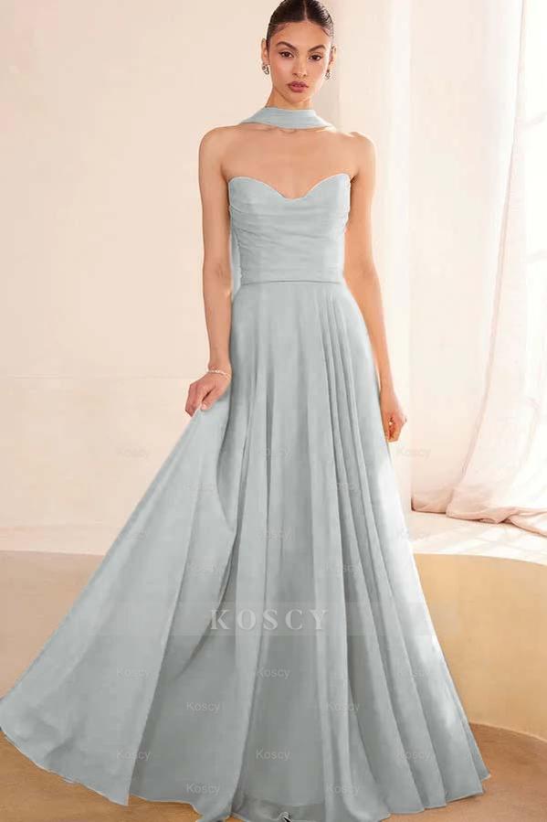 strapless open back dress Blue Strapless Flowy Maxi Dress