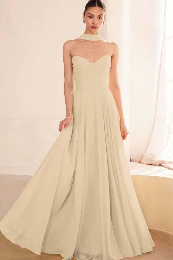 strapless pleated chiffon dress Pleated Silk Chiffon Strapless Gown with Cape Detail
