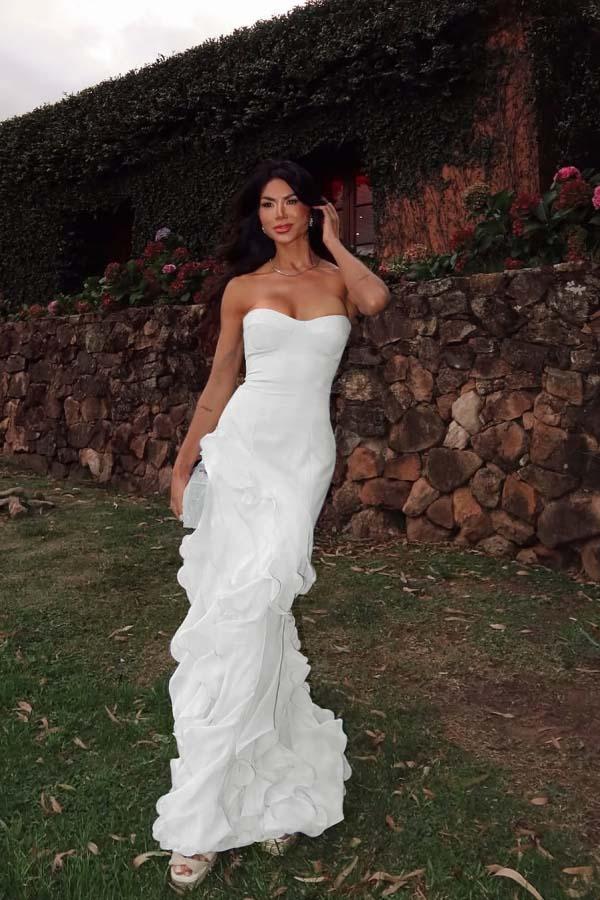 Chiffon Sweetheart Strapless Sleeveless Long Formal Dress With Ruffles