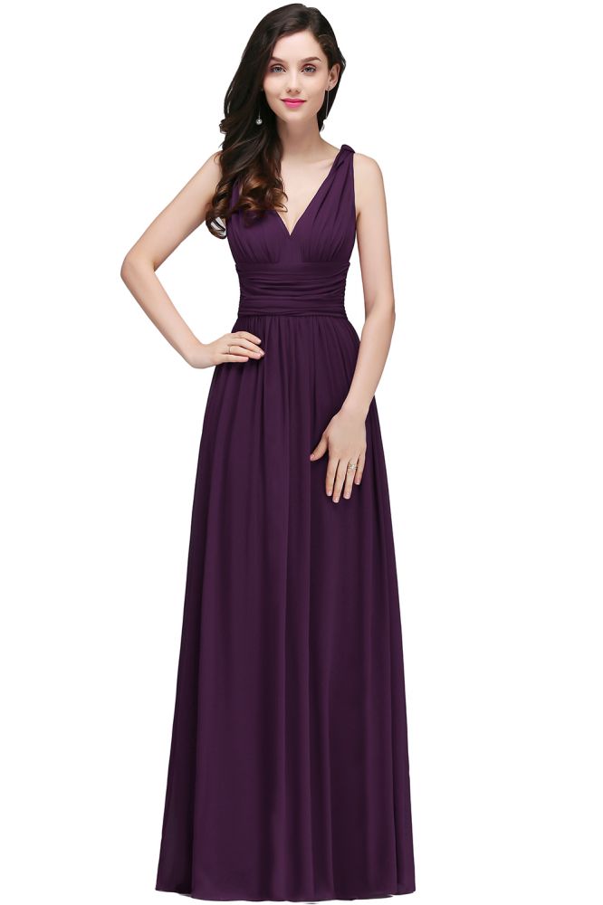 Chiffon V-Neck Floor-length A-line Party Dresses