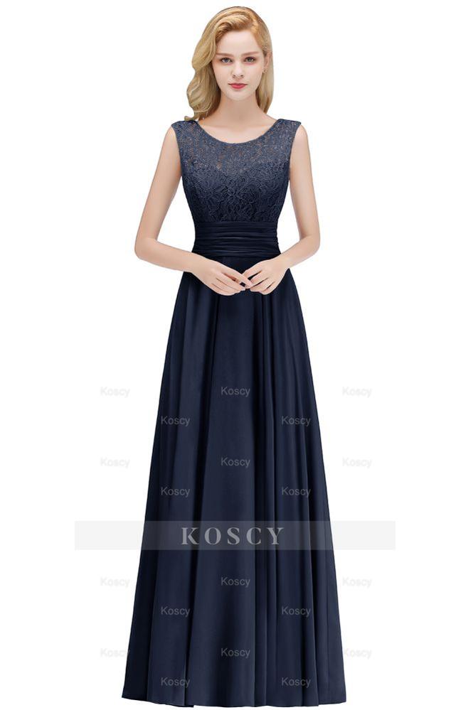Crew Neck Lace Top Sleeveless Chiffon Bridesmaid Dress Aline Formal Dr Crew Neck Lace Top Sleeveless Chiffon Bridesmaid Dress Aline Formal Dr