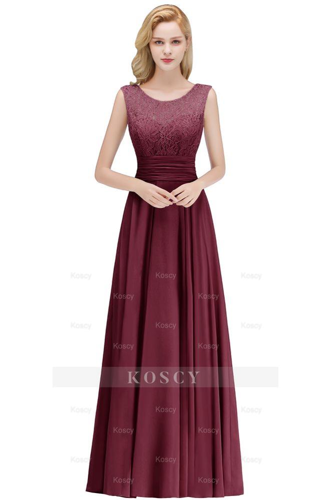 blue dress for baby girl Burgundy Lace Top Mermaid Bridesmaid Dresses with Sleeves main image 1