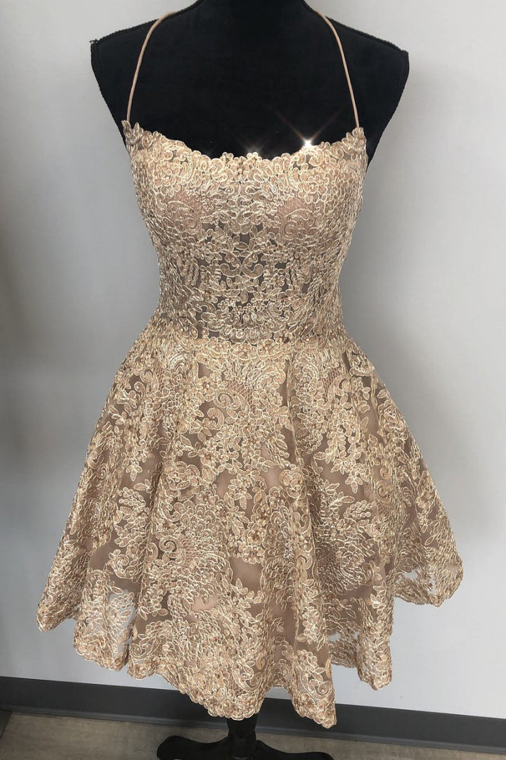 Koscy Criss Cross Lace Short Sky Blue Homecoming Dress