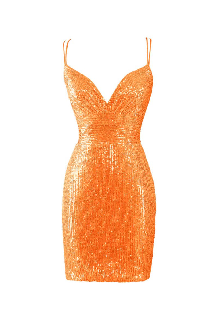 Koscy Bodycon V Neck Blue Sequins Homecoming Dress