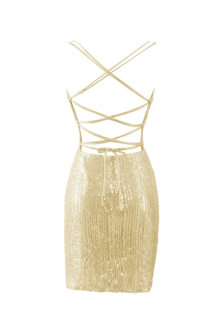 Koscy Bodycon V Neck Blue Sequins Homecoming Dress
