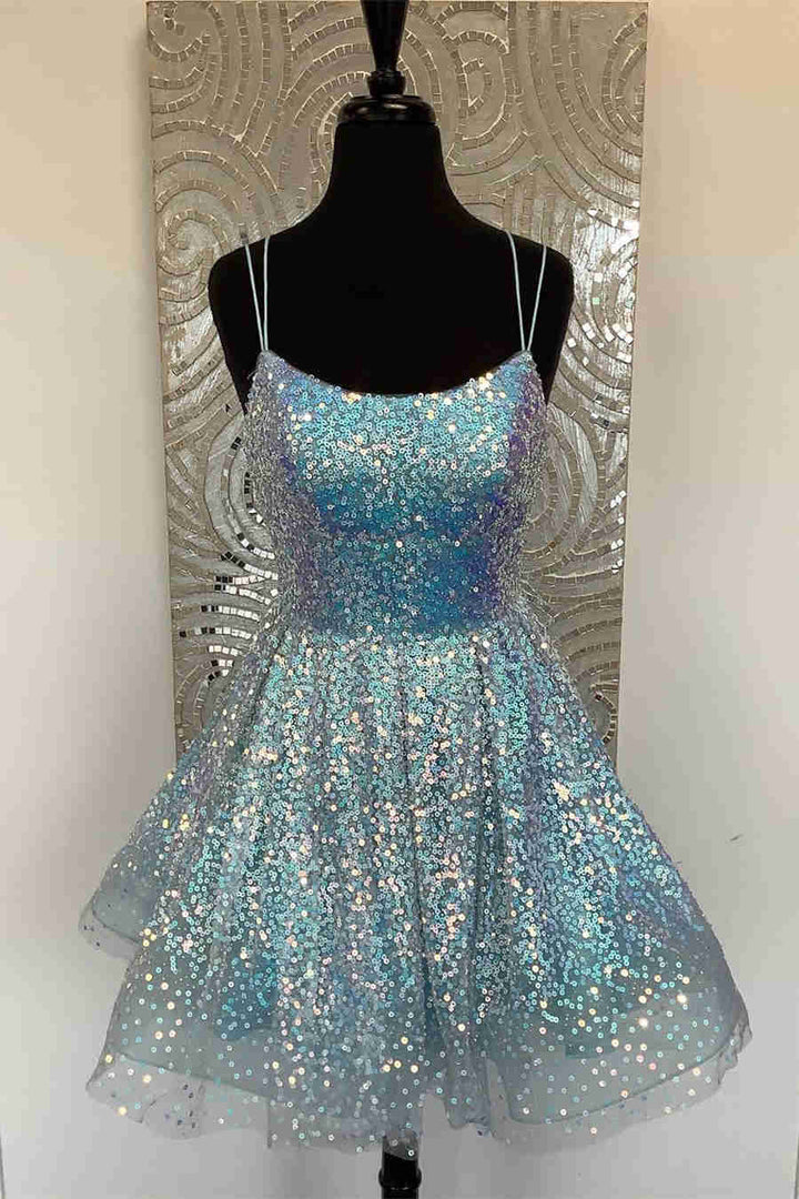Koscy Hot Pink Sequins A-Line Homecoming Dress