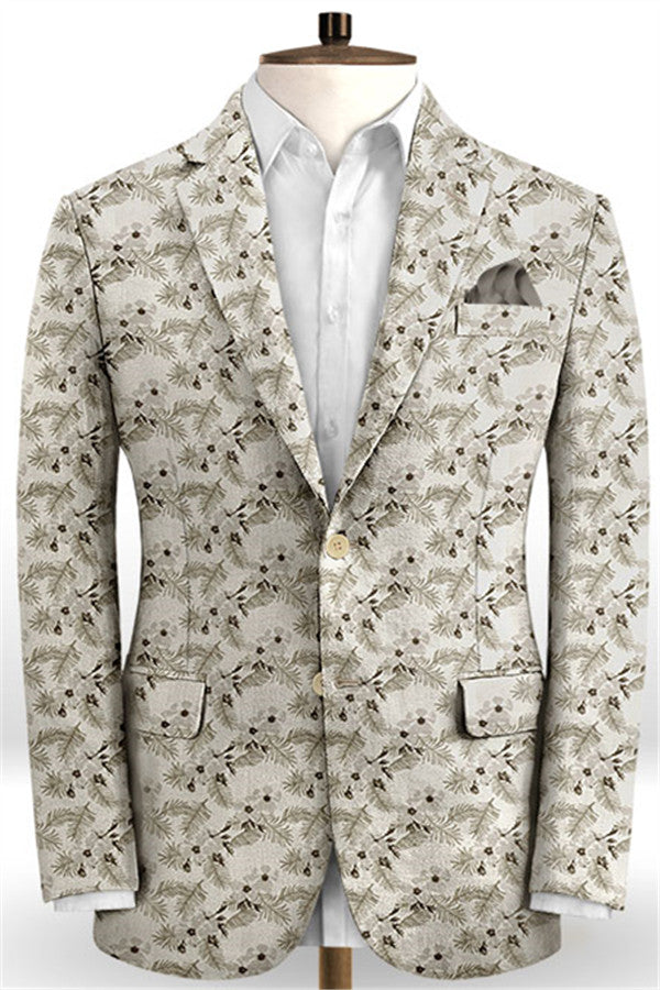 Koscy Handsome Flower Printed Casual Prom Outfits, 2 Pieces for Guys