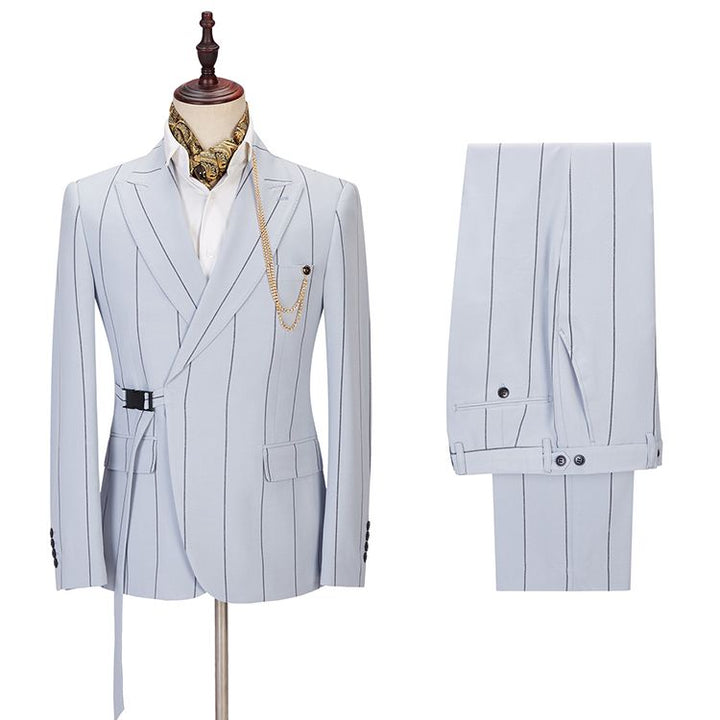 Koscy Popular Slim Fit Striped Formal Dinner Suit with Peaked Lapel