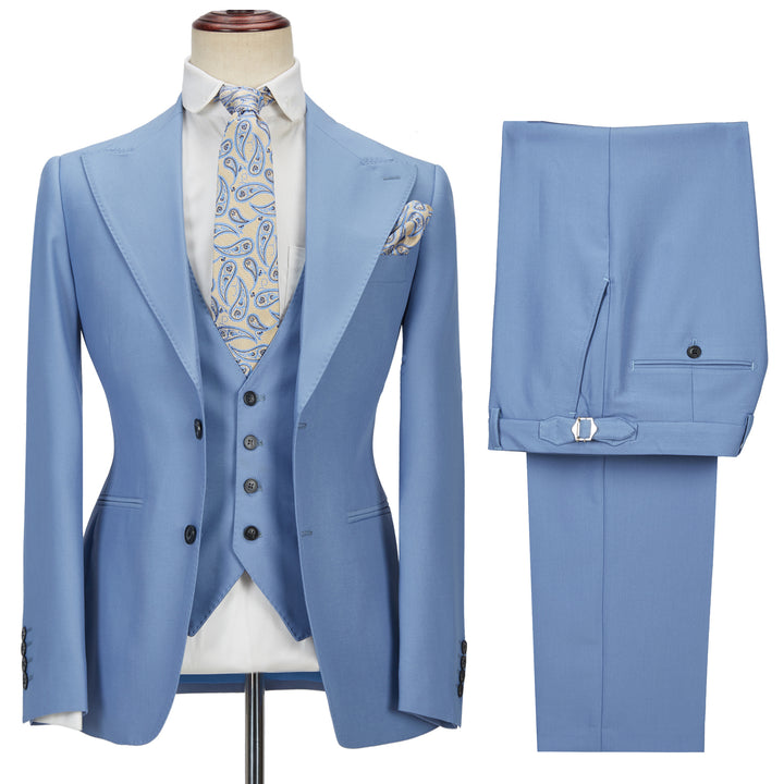 Koscy Gorgeous Blue Three-Piece Homecoming Suit with Peak Lapel