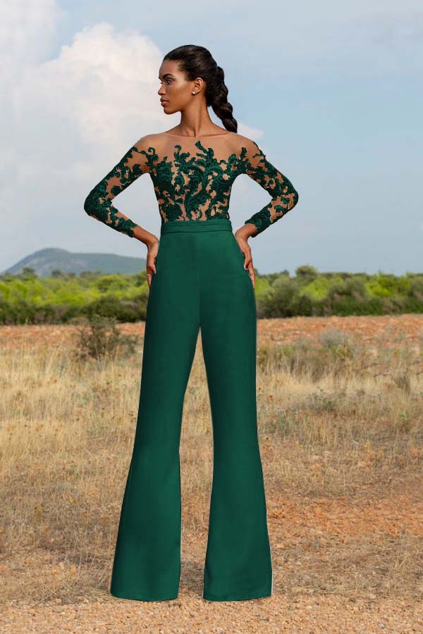 Koscy High-Grade White Embroidery Extraordinary Waist Slim Fit Party Jump Suit