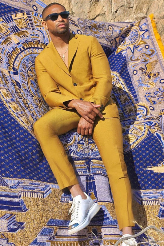Koscy New Yellow Summer Wedding Suit with Notched Lapel for Groom