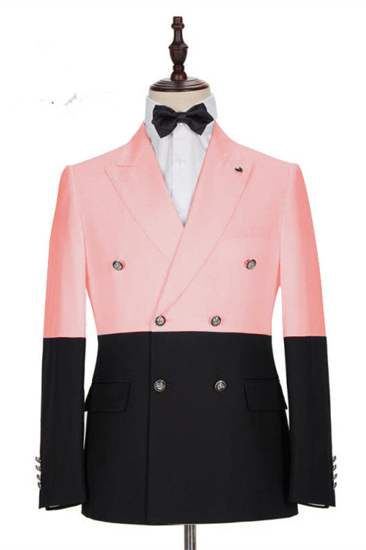 Koscy Handsome Pink Double-Breasted Blazer for Groom