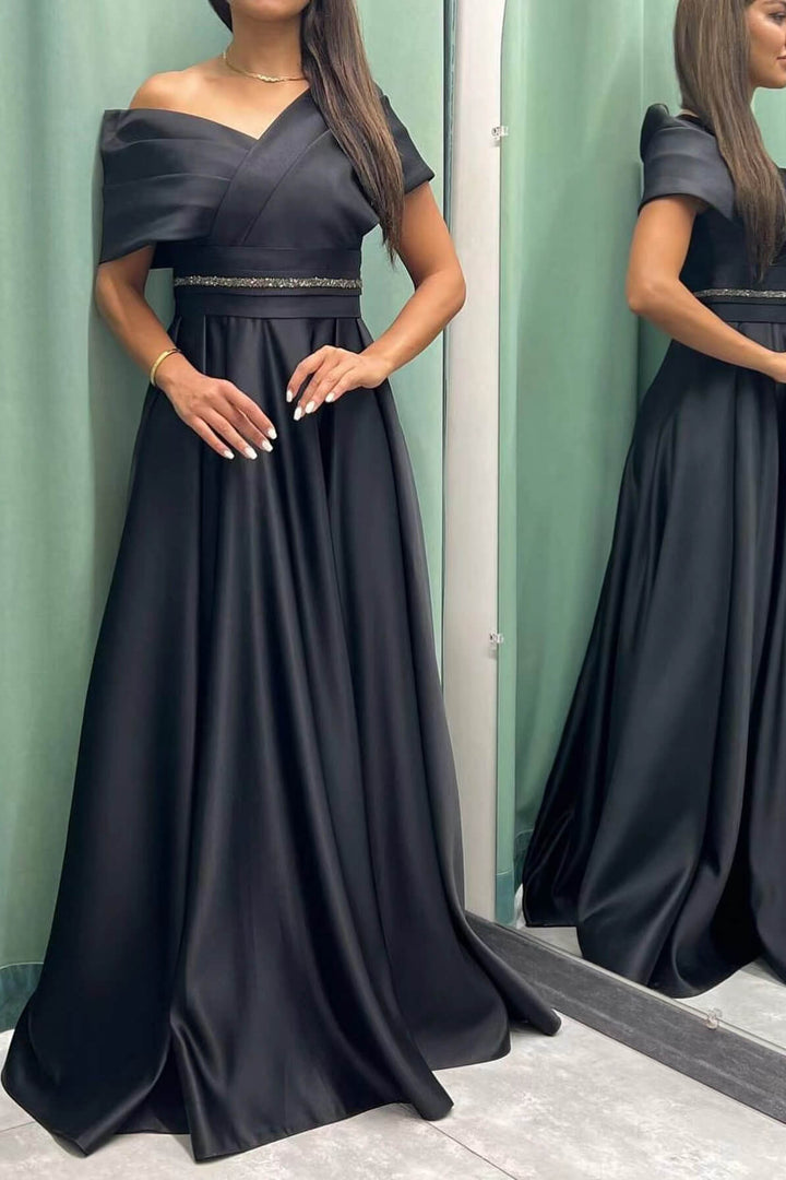 Off-the-Shoulder Long Evening Dress Pleated Sale
