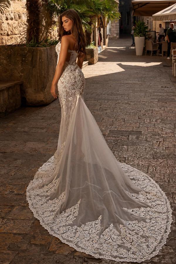 Bmbride Classic Long Mermaid Sweetheart Tulle Lace Bridal Gowns
