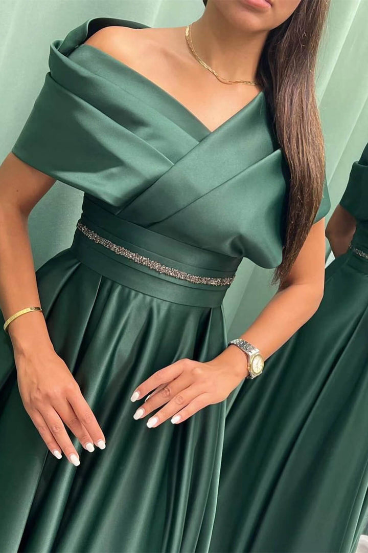 Off-the-Shoulder Long Evening Dress Pleated Sale