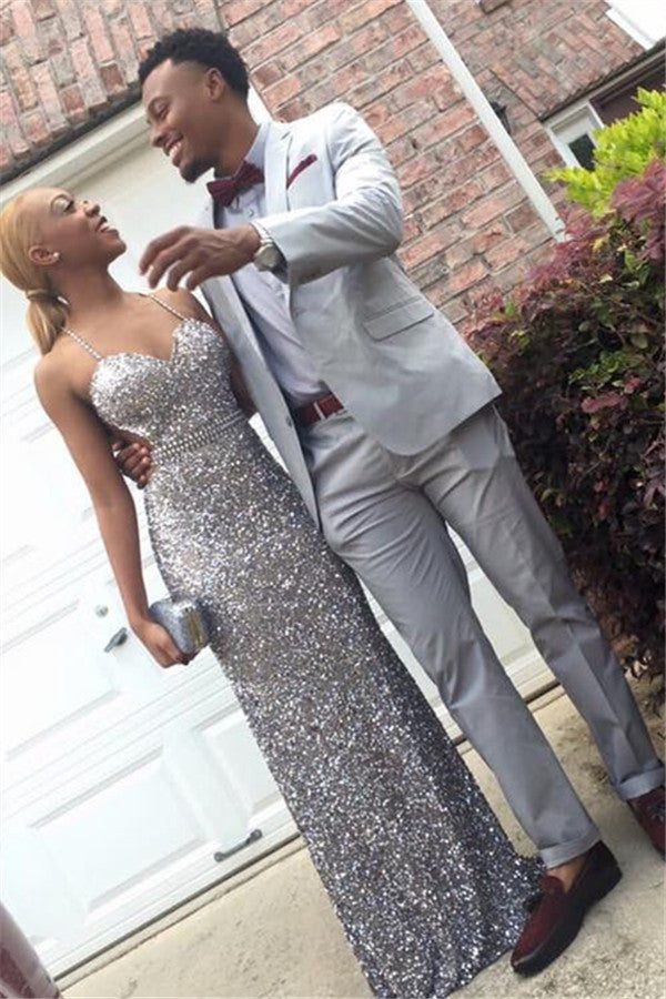 Koscy Ryan Formal Business Dinner Prom Suit - Silver Two Pieces for Man
