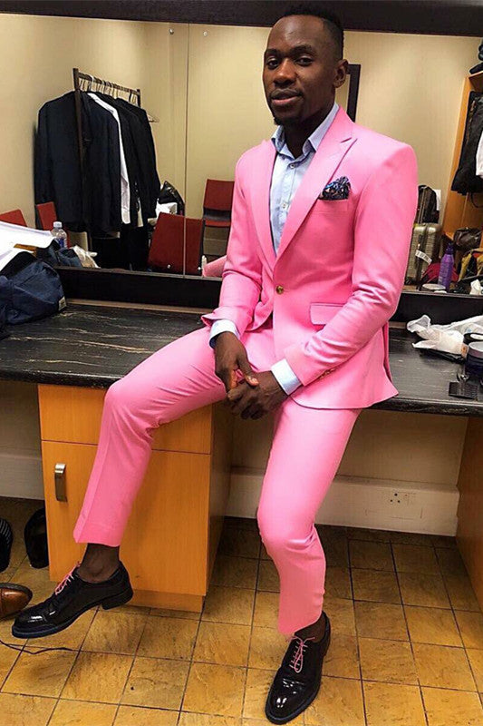 Koscy Gorgeous Pink Ring Bearer Suit with Peaked Lapel and One Button New