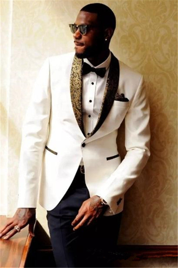 Koscy Formal Jacquard Tailcoats for Bridegroom and Groomsmen Wedding Suits