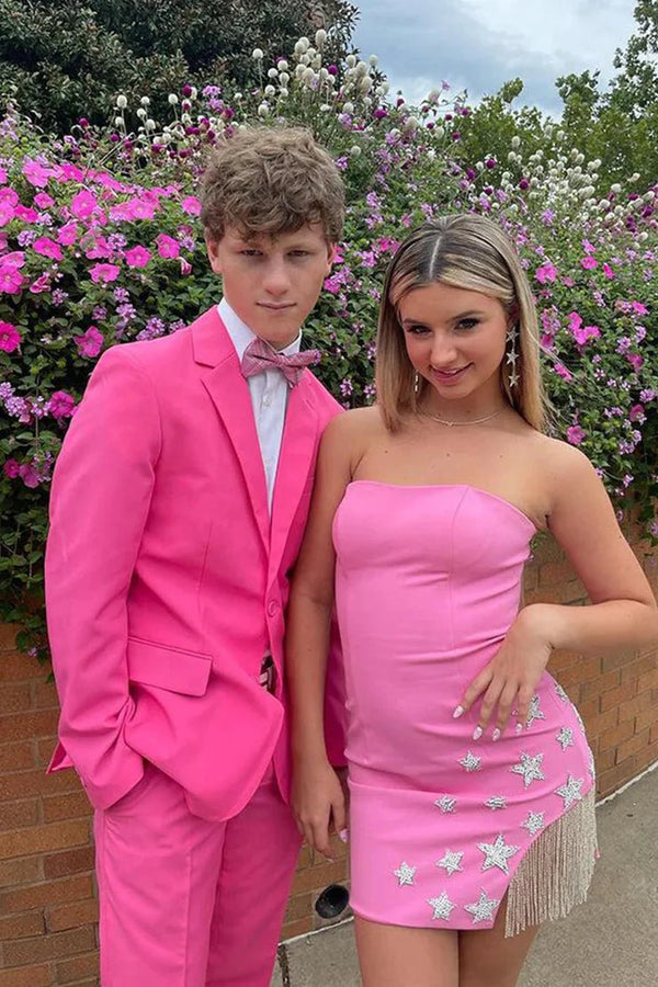 Koscy Sheath Strapless Satin Homecoming Dress