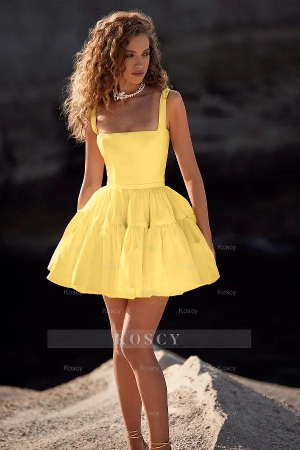 Double Shoulder Straps Sleeveless Short A Line Formal Dress With Pleated Double Shoulder Straps Sleeveless Short A Line Formal Dress With Pleated