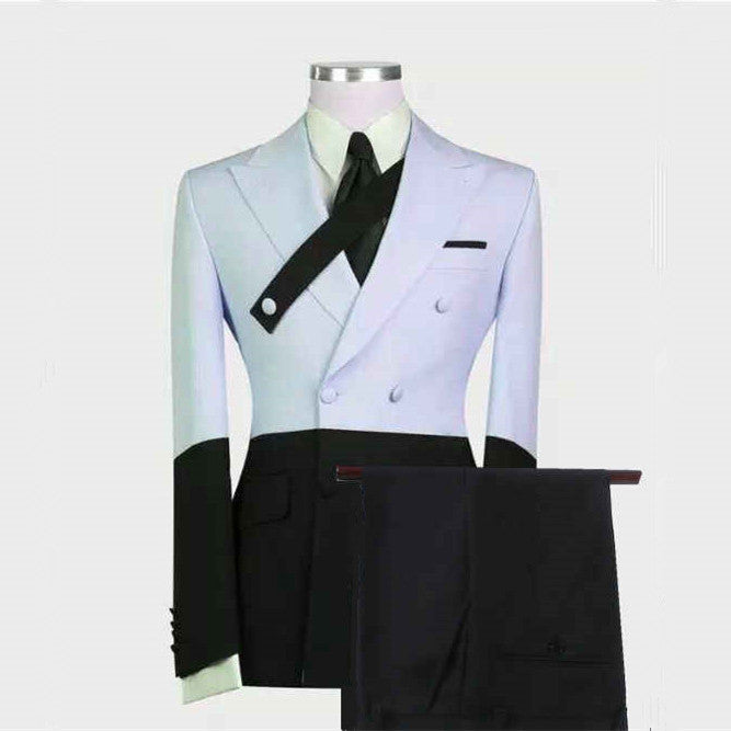 Koscy Handsome Slim Fit Sky Blue Wedding Suit with Peaked Lapel for Groom’s Party