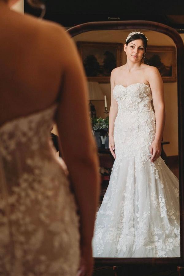Bmbride Long Mermaid Sweetheart Tulle Wedding Dress with Floral Lace