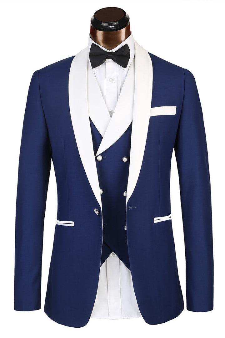Koscy Handsome White Three-Piece Wedding Suit for Groom