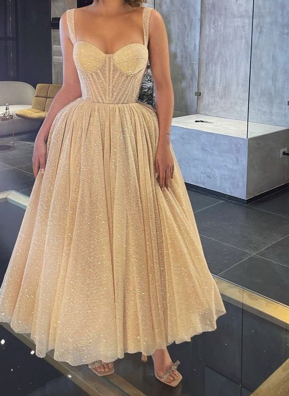 Koscy A line Sweetheart Sparkling Tulle Homecoming Dress