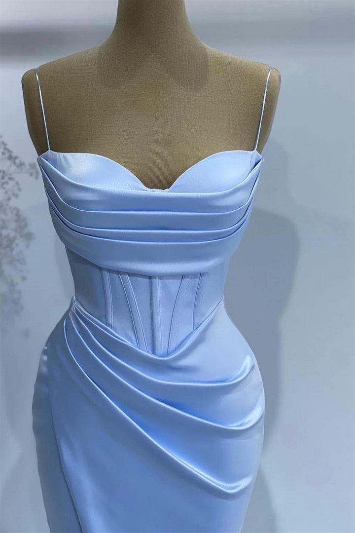 Online Baby Blue Mermaid Sweetheart Prom Dress With Spaghetti Straps