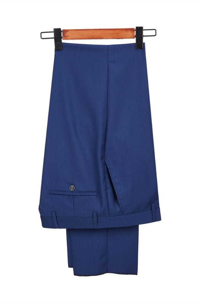 Koscy Stylish Royal Blue Velvet Stitching One Button New Wedding Party Suit with Shawl Lapel