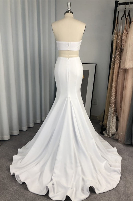 Two Pieces Mermaid Prom Dress - White