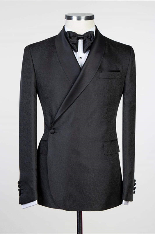 Koscy Glamorous Black Wedding Suit with Shawl Lapel for Groom