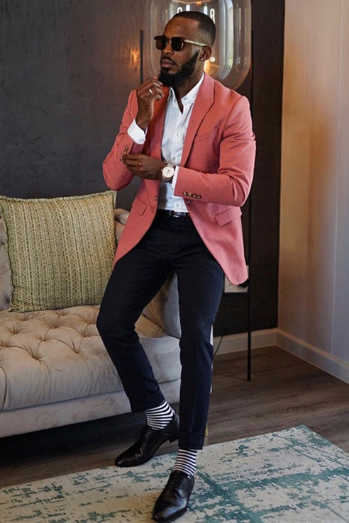 Koscy Fashionable Pink Morning Suit with Peaked Lapel for Wedding