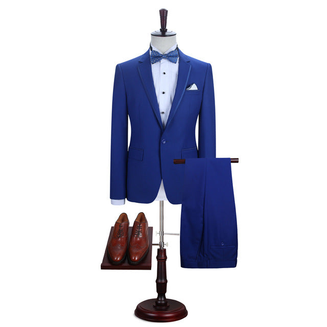 Koscy Elegant Royal Blue One-Button Evening Suit with Notched Lapel