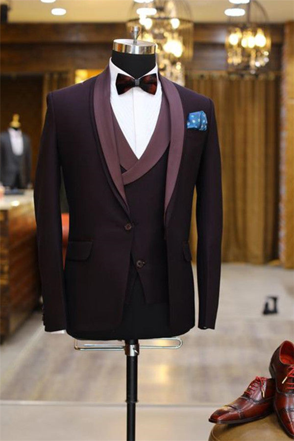 Koscy Purple Morning Suit Wedding Tuxedo - Shawl Lapel